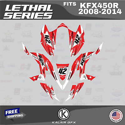#ad Graphics Kit for KAWASAKI KFX450R 2008 2014 Lethal Series Red 16 Mil