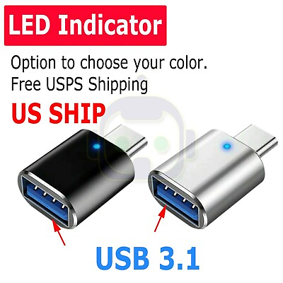 #ad LED USB C 3.1 Male to USB A Female Adapter Converter OTG Type C Android Phone