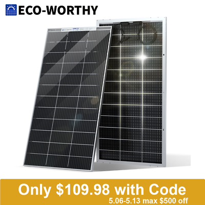 #ad ECO WORTHY Bifacial 200W Watt 12V Solar Panel Mono HighEfficiency PV for Sunshed