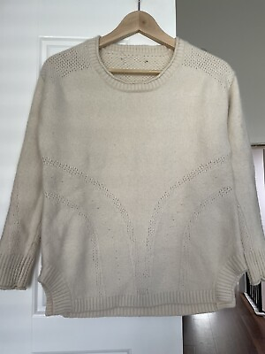 #ad 100% Cashmere Women’s Sweater White cream Size Small Design Details Vintage