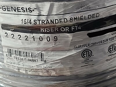 #ad Honeywell Genesis 2222 16 4C Shielded Sound Security Cable CMR Riser Gray 50ft