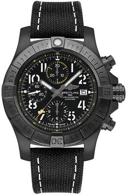 #ad Breitling New Avenger Chronograph Black Dial amp; Leather Strap Mens Watch Online