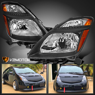 #ad For 2006 2009 Toyota Prius Black Headlights Halogen Head Lamps LeftRight 06 09