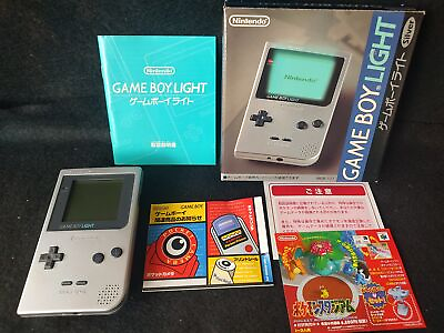 #ad Nintendo Game boy Light Silver color console MGB 101 Manual Boxed set g0308