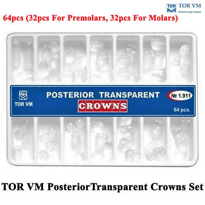 #ad 64pcs Dental TOR VM Posterior Transparent Forms For Temporary Crowns Set