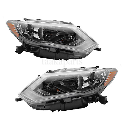 #ad Halogen Headlight For 2017 2020 Nissan Rogue W LED DRL LeftRight Headlamp Pair
