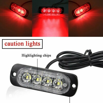 #ad 12W DC12V 24V Red LED Car Auto Beacon Hazard Flash Strobe Light Lamp Bar