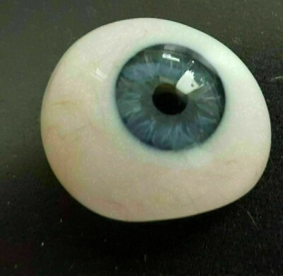 #ad Vintage Human Prosthetic Eye Antique Glass Artificial Blue Eye