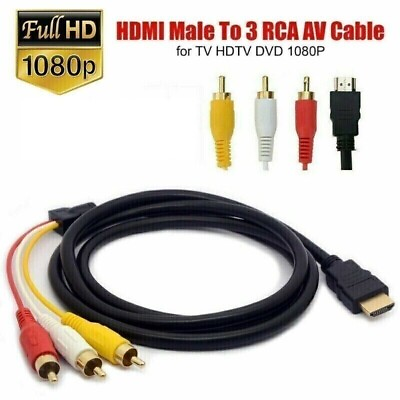 #ad 5FT NEW HDMI Male To 3 RCA Video Audio AV Transmitter Adapter Cable HDTV 1080
