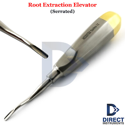 #ad Dental Root Elevator Serrated #77R Extraction Surgical Instrument Gold Back