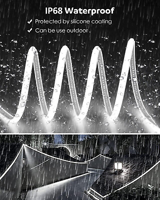 #ad #ad 50#x27; LED Strip Lights COB 480leds m Waterproof IP68 110V Flexible Cold White US