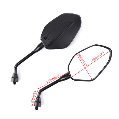 #ad Black Adjustable Modified 10mm Rearview Side Mirror For Motorcycle ATV Pit Bike