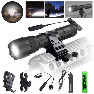 #ad Super Bright Hunting Flashlight LED Tactical Torch LED Gun Scope Light Mount US