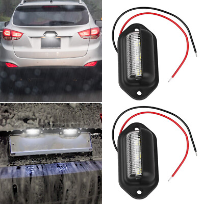 #ad 2× Universal LED License Plate Tag Light Lamp White For Truck SUV Trailer RV Van