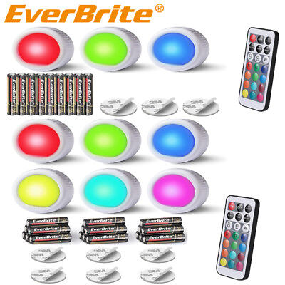 #ad EverBrite Tap Light Push Light LED Lights w 12 RGB Color Wireless Light 3PK 6PK