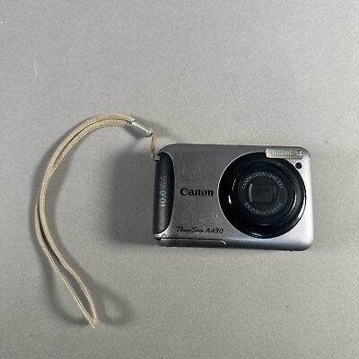 #ad Canon PowerShot A490 10.0MP Digital Camera Silver For Parts Only