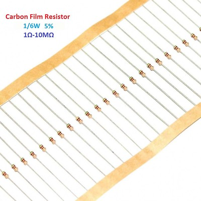 #ad 1000pcs Carbon Film Resistor 5% 1 6W Full Range of Values 1Ω 10MΩ