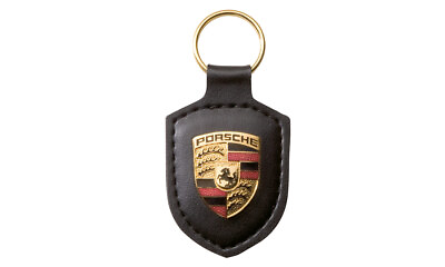 #ad Porsche Crest Key Ring Black and Red