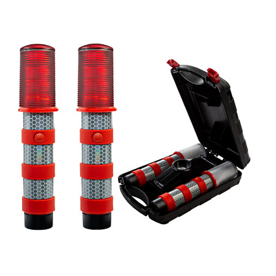 #ad LED Emergency Roadside Flares Safety Strobe 2 Pack With Case amp; Battrery#x27;s