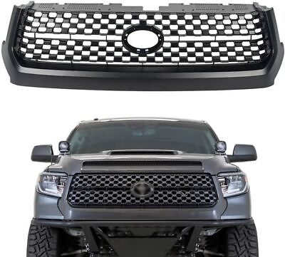 #ad Front Grille Matte Black For 2014 2020 Toyota Tundra w o Sensor