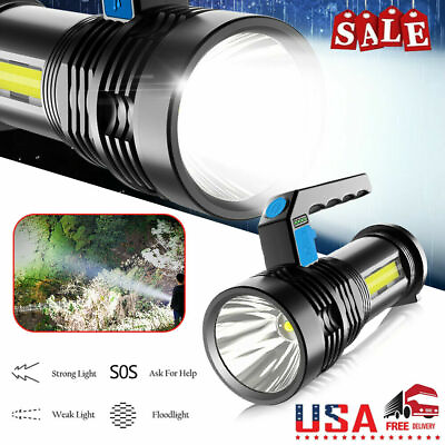 #ad Brightest 2500000LM Rechargeable LED Torch Spotlight 4 Modes Military Flashlight