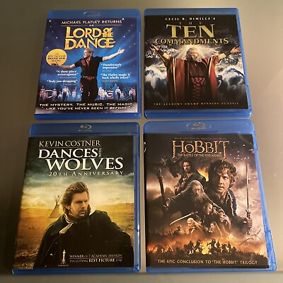 #ad Blu ray 4 Set: Lord Of Dance Ten Commandments Hobbit Battle Dances W Wolves