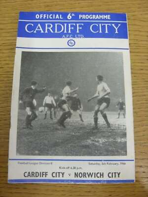 #ad 05 02 1966 Cardiff City v Norwich City folded creased corner . Condition: Lis