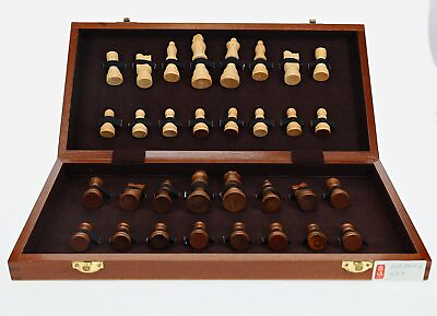 #ad 15quot; Foldable Wooden Chess Board Hand carved Wooden Chess Pieces 3quot; King