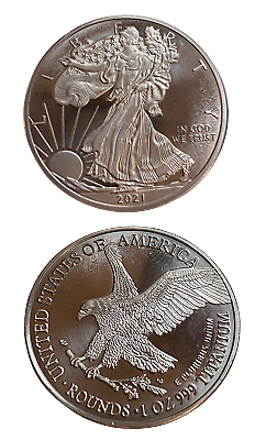 #ad 1 TROY OUNCE OZ .999 Pure TITANIUM Metal Walking Liberty Eagle Rounds coins