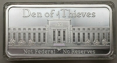 #ad 10oz Silver Shield Den of Thieves Silver Bar Not Federal * No Reserves In Case