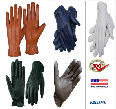 #ad Unisex unlined Police Dressing Driving Fashion soft Sheep 100% Leather Gloves