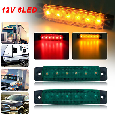 #ad 6 LED Red Amber 3.8quot; Smoked Side Marker Lights for Car Auto Truck Boat Trailer