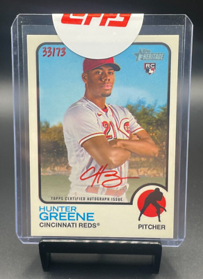#ad #ad 2022 Topps Heritage Hunter Greene Real One RED INK AUTO RC 73 Reds QTY