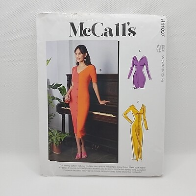 #ad McCall#x27;s R11037 8194 Misses#x27; Fitted Button Up Dress Sewing Pattern Sz 6 14 Uncut