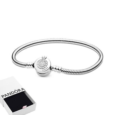 #ad Authentic Moments Sparkling Crown O Snake Chain Bracelet 16 21cm