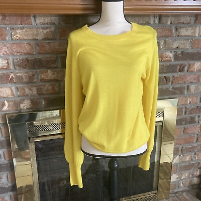 #ad Halogen Yellow Thin Merino Wool Sweater Size Large