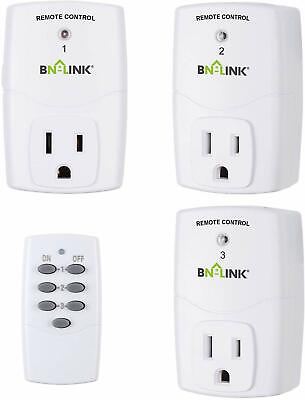 #ad BN LINK Wireless Remote Control Outlet Switch Power Plug 1 remote 3 plugs