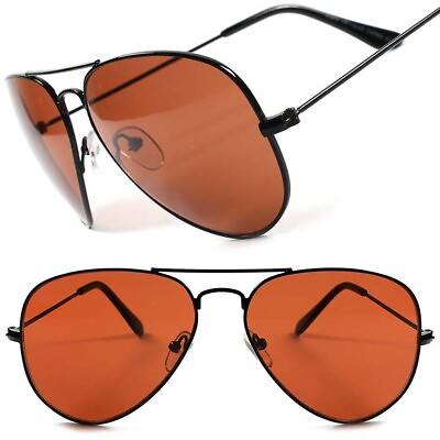 #ad Classic Wire Frame Brown Amber Lens Blue Blocker Driving Outdoor Sunglasses