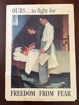 #ad FREEDOM FROM FEAR WW2 Poster ORIGINAL
