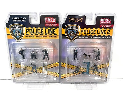 #ad #ad 2 Sets Combo American Diorama MiJo Excl 1:64 Metal Figures Police LIne 1 amp; 2