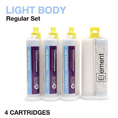 #ad Element LIGHT BODY VPS PVS Impression Material REGULAR Set 4 X 50ML Cartridges