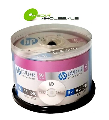 #ad 50 HP 8X Blank DVDR DL Dual Double Layer 8.5GB Logo Branded Media Disc REAL HP