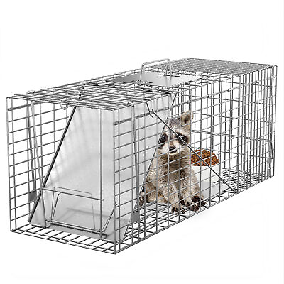 #ad Live Animal Cage Trap 32quot; X 12.5quot; X 12quot; Humane Rodent Raccoon Cage w Iron Door