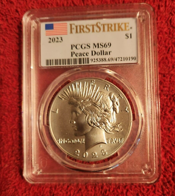 #ad 2023 Peace silver dollar PCGS MS 69 First Strike