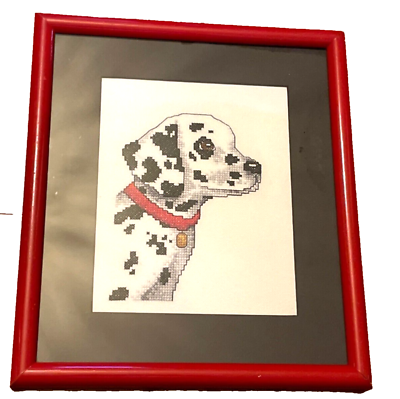 #ad Vintage Completed Cross Stitch Dog Custom Framed amp; Matted Art