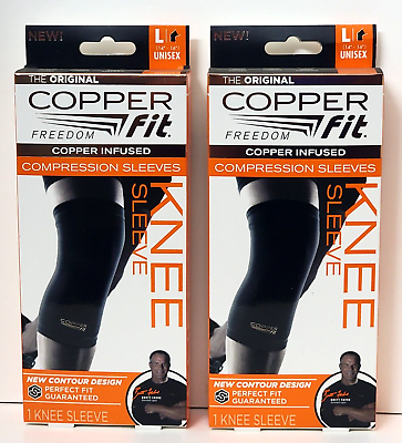 #ad #ad 2 Copper Fit Freedom Copper Infused Compression 1 Knee Sleeve L 14#x27; 16#x27; BLACK