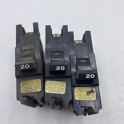 #ad Federal Pacific 20 Amp 1 Pole Type NBSWD Circuit Breaker LOT OF 3
