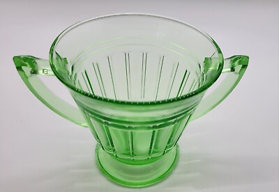 #ad #ad Vintage Uranium New Century Hazel Atlas Green Depression Glass Sugar Bowl Glows