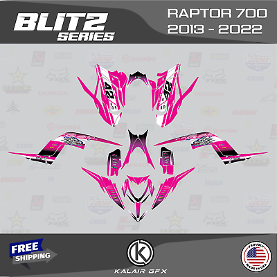 #ad Graphics Kit for YAMAHA RAPTOR 700 2013 2022 16 MIL 700R Blitz Series Pink