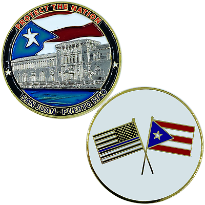 #ad #ad AA 014 Puerto Rico Challenge Coin Police Federal Agent CBP National Guard Thin B